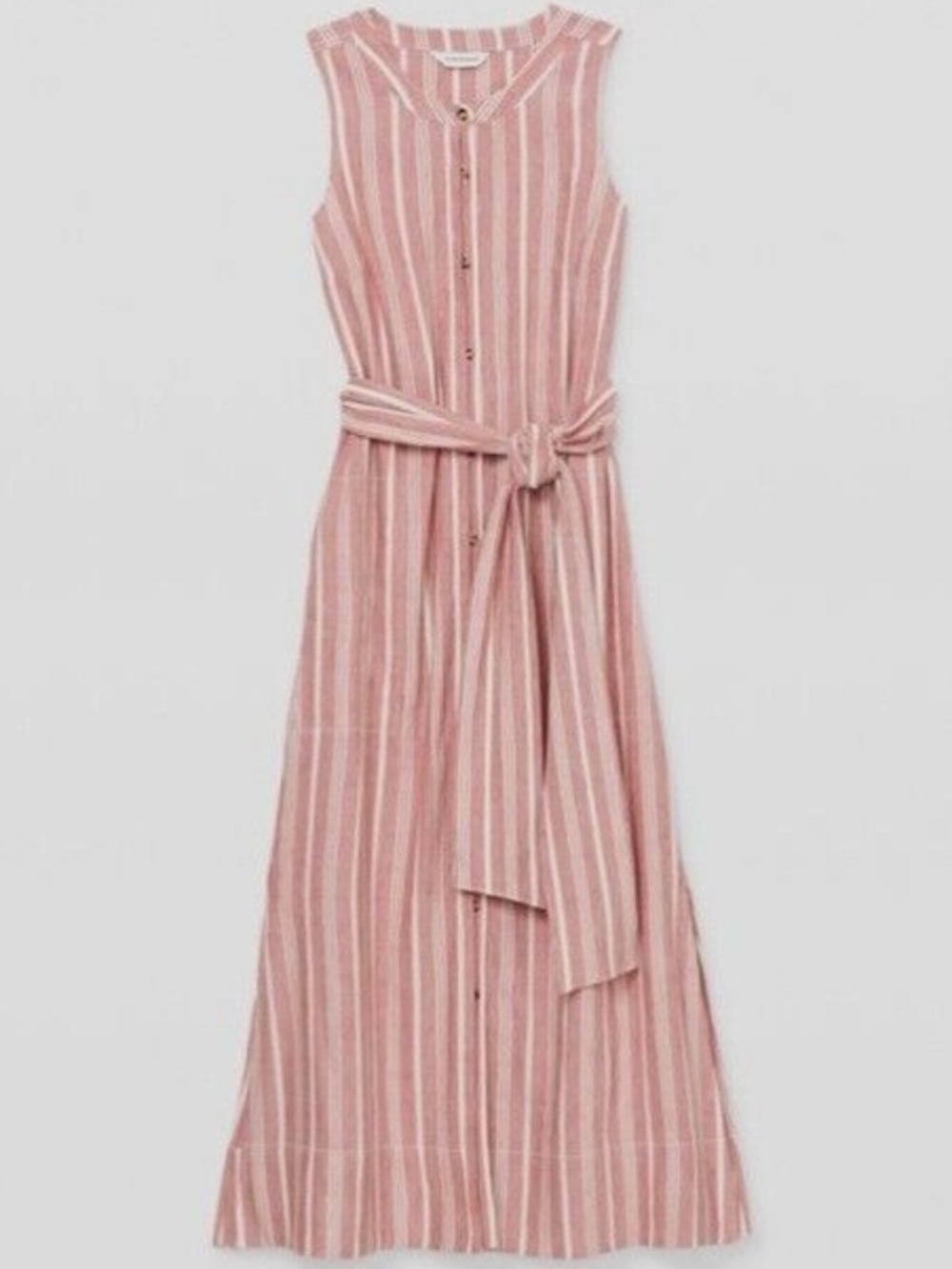 Club Monaco Rust and White Striped Button-Front Maxi Dress